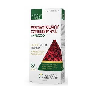 Monakolina (fermentowany czerwony ryż) z karczochem 80kaps Medica Herbs
